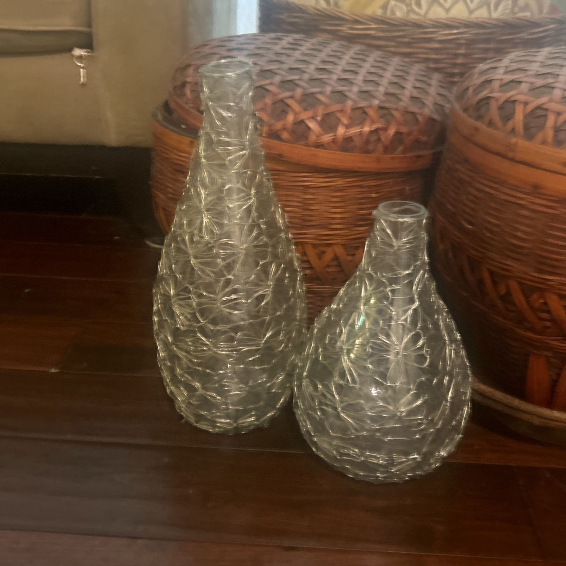 Antique Wired Flower Vases Vintage