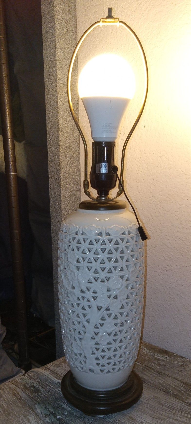1950s Blanc De Chine Chinese Vase Lamps Reticulated Porcelain