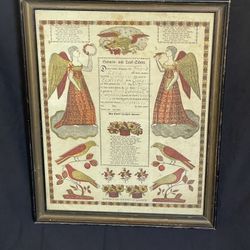 Antique E Pluribus Unum Framed Wall Art W14.5”xH18.5”