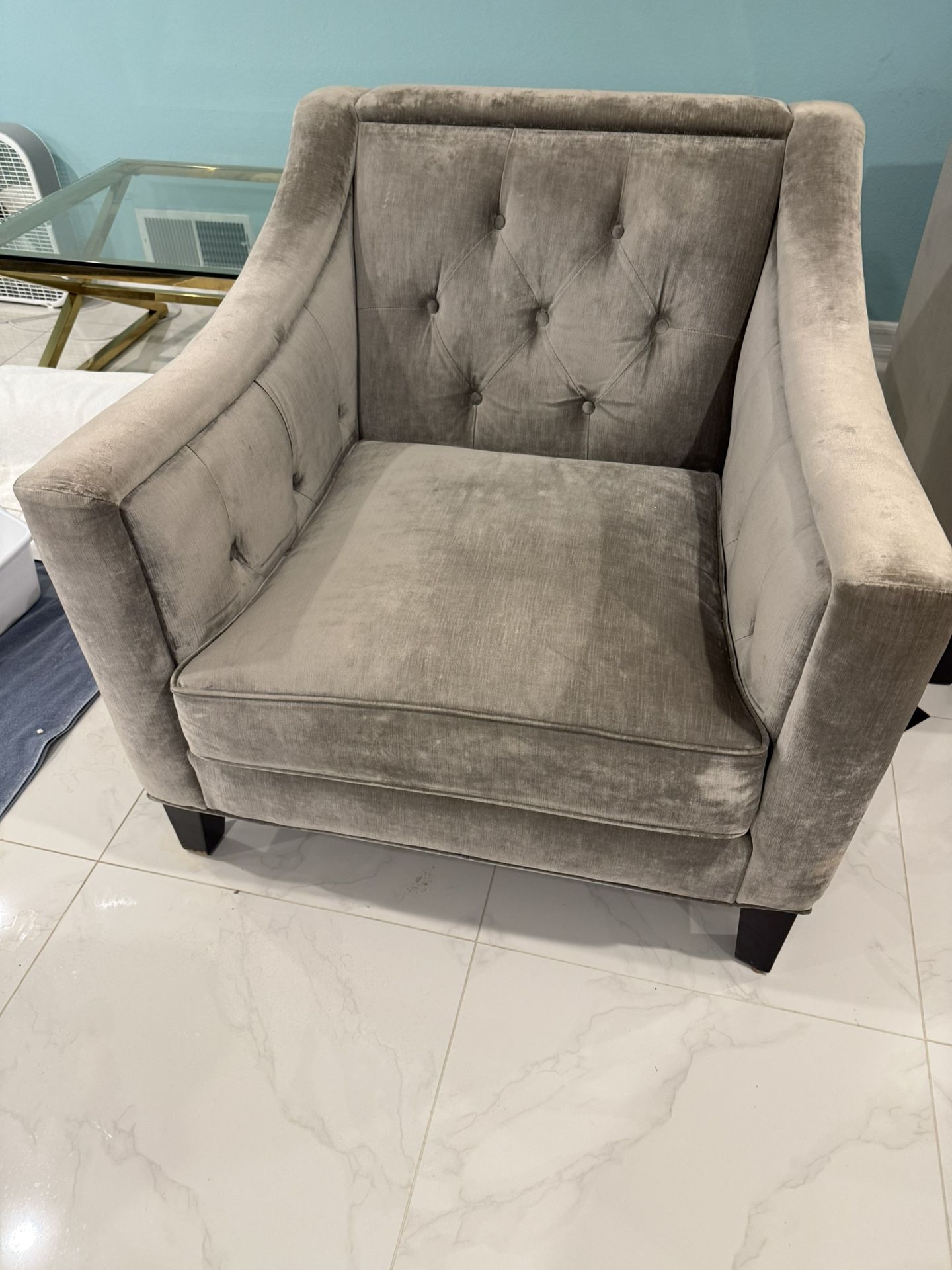 Pair of Modern Gray Velvet Accent Chairs – Tufted Armchairs Z GALERRIE!