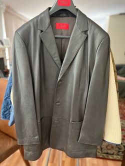 Hugo Boss Dark Brown Leather Blazer Jacket