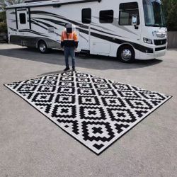 NEW 9x12 Feet XL Size Waterproof Camping Patio Deck Floor Mat RV Beach Park Carpet Rug Foldable With Portable Bag 