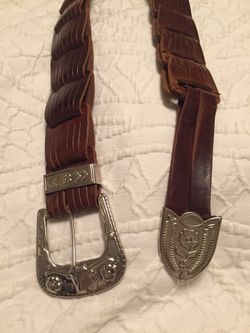 Tan Belt, Silver buckle with embellishments