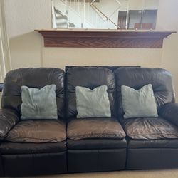 FREE - Leather  Couch with Recliners 