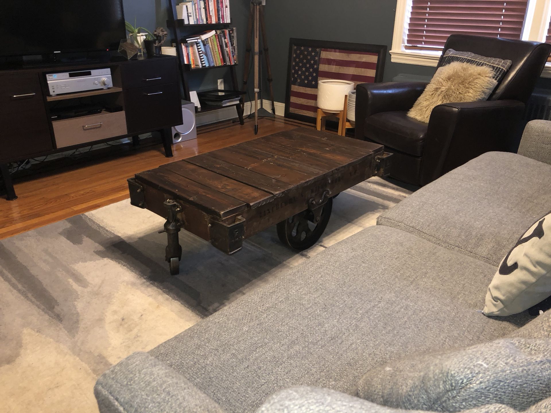 Industrial Antique Vintage Furniture Coffee Table Cart from Lineberry Factory - Original