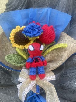 Crochet Spider-Man Sunflower bouquet!