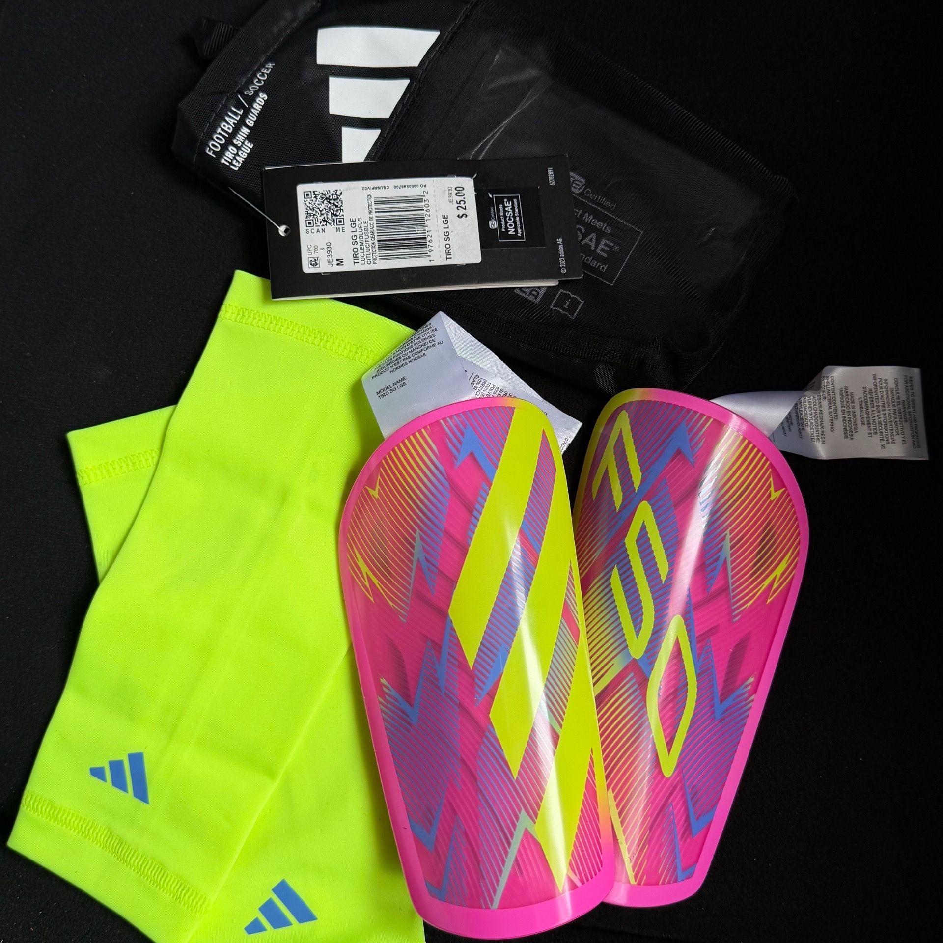 ADIDAS SHIN PADS TIRO LEAGUE - LUCID PINK/LUCID LEMON/BLUE FUSION