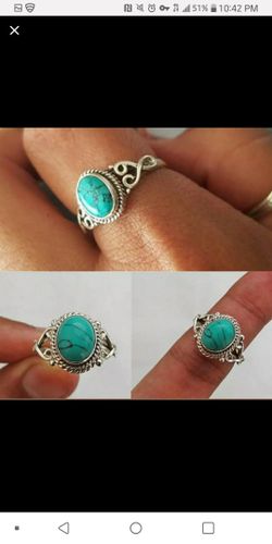 New faux turquoise fashion ring size 8