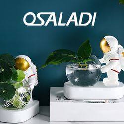 OSALADI Astronaut Night Lights with Clear Glass Hydroponics Vase