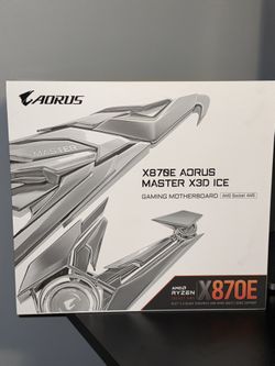 GIGABYTE X870E AORUS Master X3D ICE AMD AM5 LGA 1718 ATX Motherboard, Ryzen 9000/8000/7000, DDR5, 18+2+2 Power Phase, 5X M.2, PCIe 5.0, WiFi 7, 10GbE