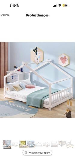 White full size Montessori bed