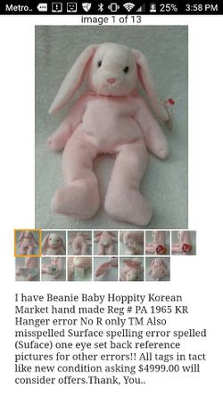 Open to offers Beanie Baby Hoppity Korean Market hand made