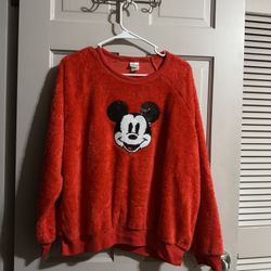 Disney Mickey Mouse Sequin Womens Size XLarge Red Soft Fluffy