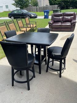 Black Bar Height Dining Table with 4 Chairs