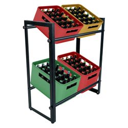 Water Bottle Organizer Drinks Crate Holder Storage Rack Metal Free Standing Soda Drink Beverage Crate Storage Shelf Wine Rack for Pantry Kitchen Party