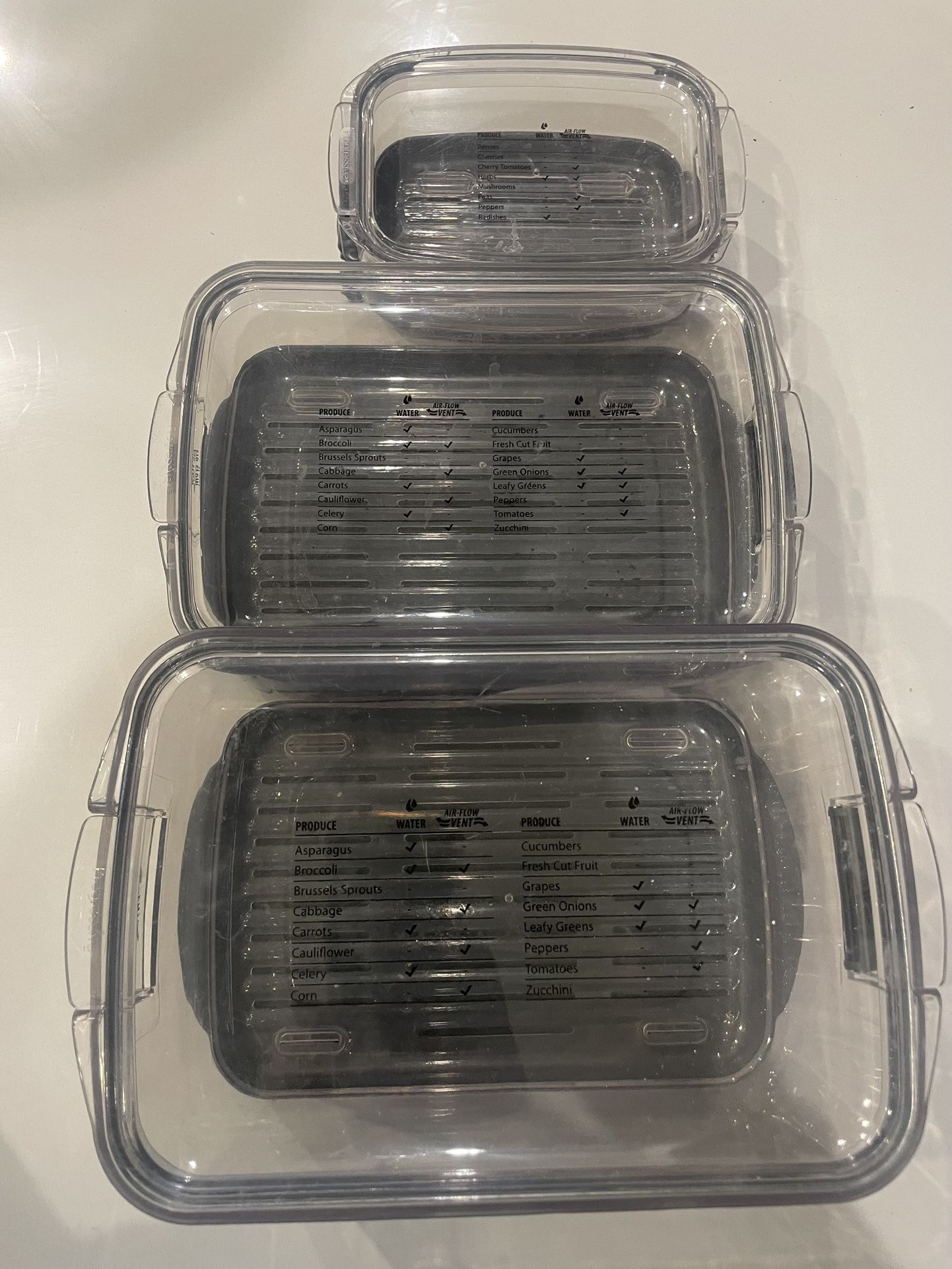 Progressive Clear Storage Bins Set Of 3 Produce Containers