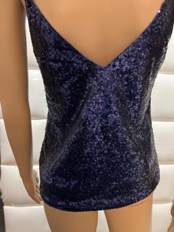 Sexy blue sequin blouse-USED FOR PHOTOS-$6 fits XS and Small-blusa azul de lentejuelas usada