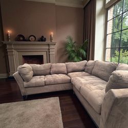 Brown L-shaped sectional