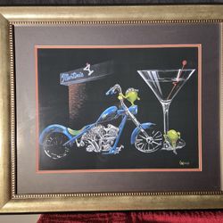 Framed Vintage Motorcycle Art