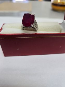 925 Silver ring red stone for women.