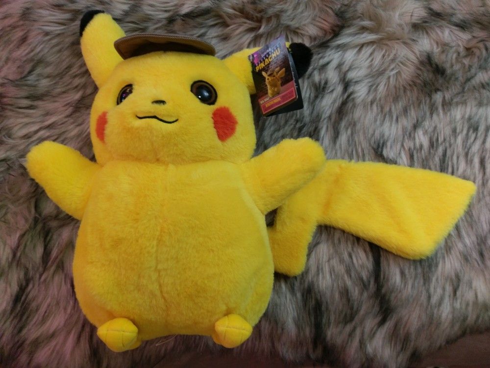 NWT - Pokemon Movie Detective Pikachu Soft Plush Large Stuffed Animal NEW