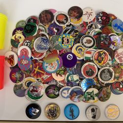 300 pogs 2 storage tubes and 5 slammers vintage pogs $50 firm