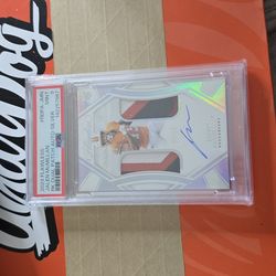 2024 panini flawless Jalen Mcmillan. Rookie duel patch auto silver 20/20 psa 9