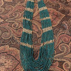 Gold And Green Layered Necklace 