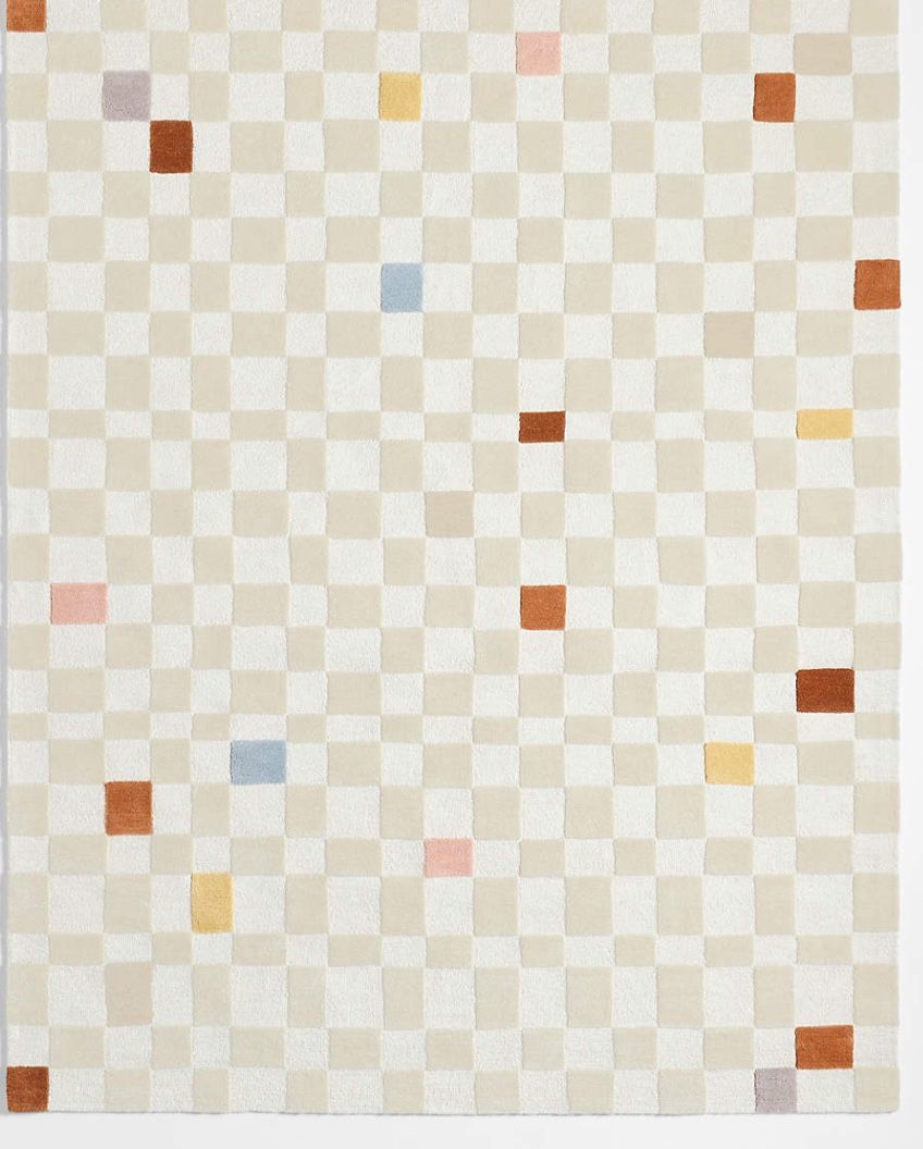 Imperfect Checkerboard Multicolor Wool Kids Area Rug 8'x10'