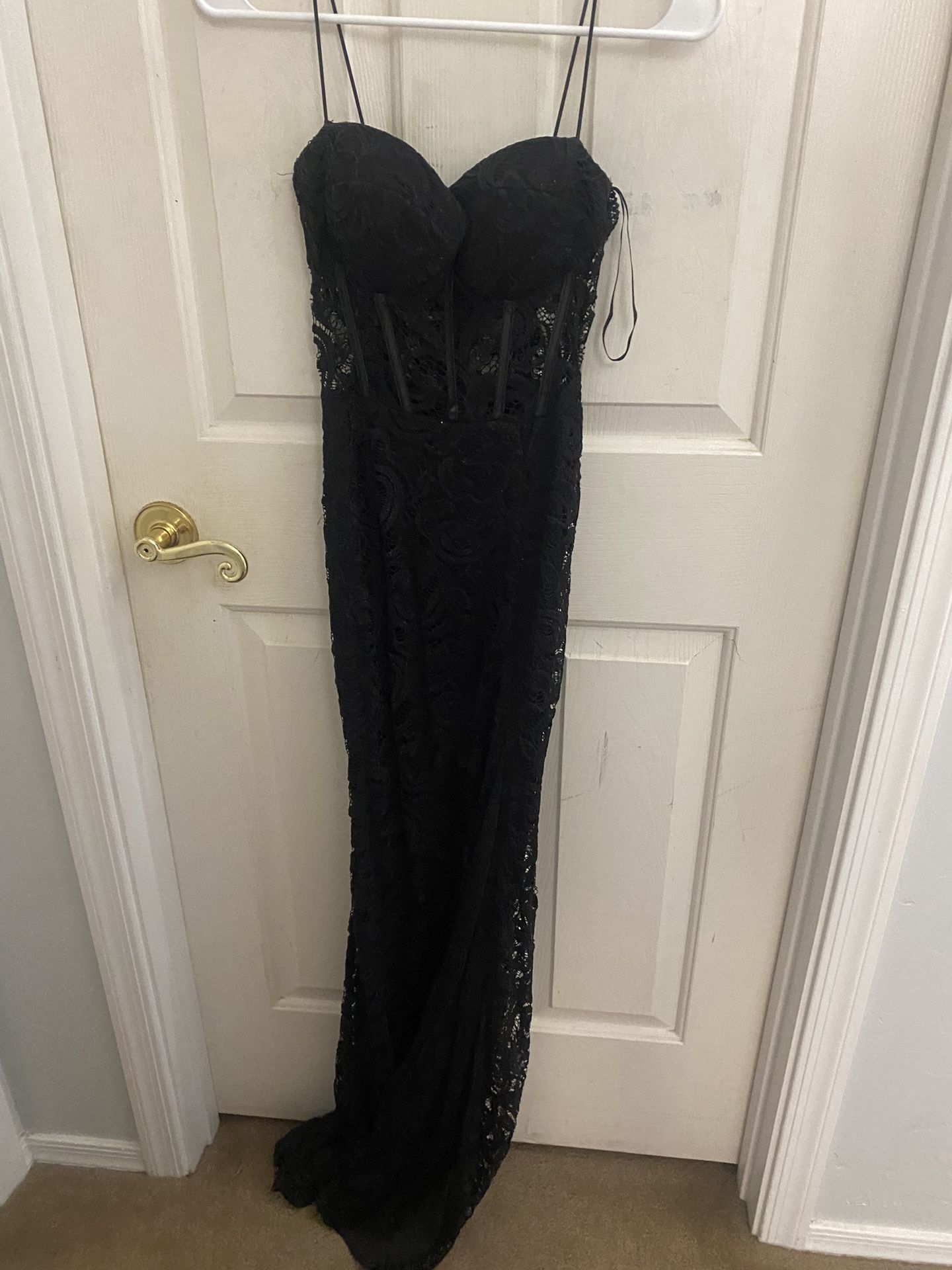 Black formal sparkly corset gown