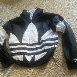 Adidas Windbreaker/ Rain Jacket Black And White Size XL