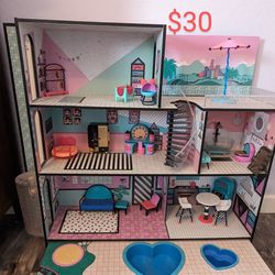 LOL Surprise Home Sweet with OMG Doll– Real Wood Doll House Dollhouse