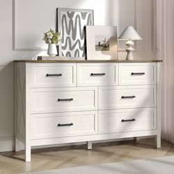 Farmhouse 7 Drawers Dresser- White Oak