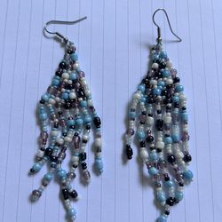 Multi color bead  dangle earrings