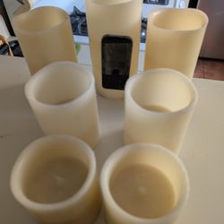 Seven Cream Color Battery Operated Candles With Remote