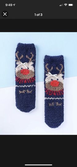 Holiday Christmas Reindeer Fuzzy Socks