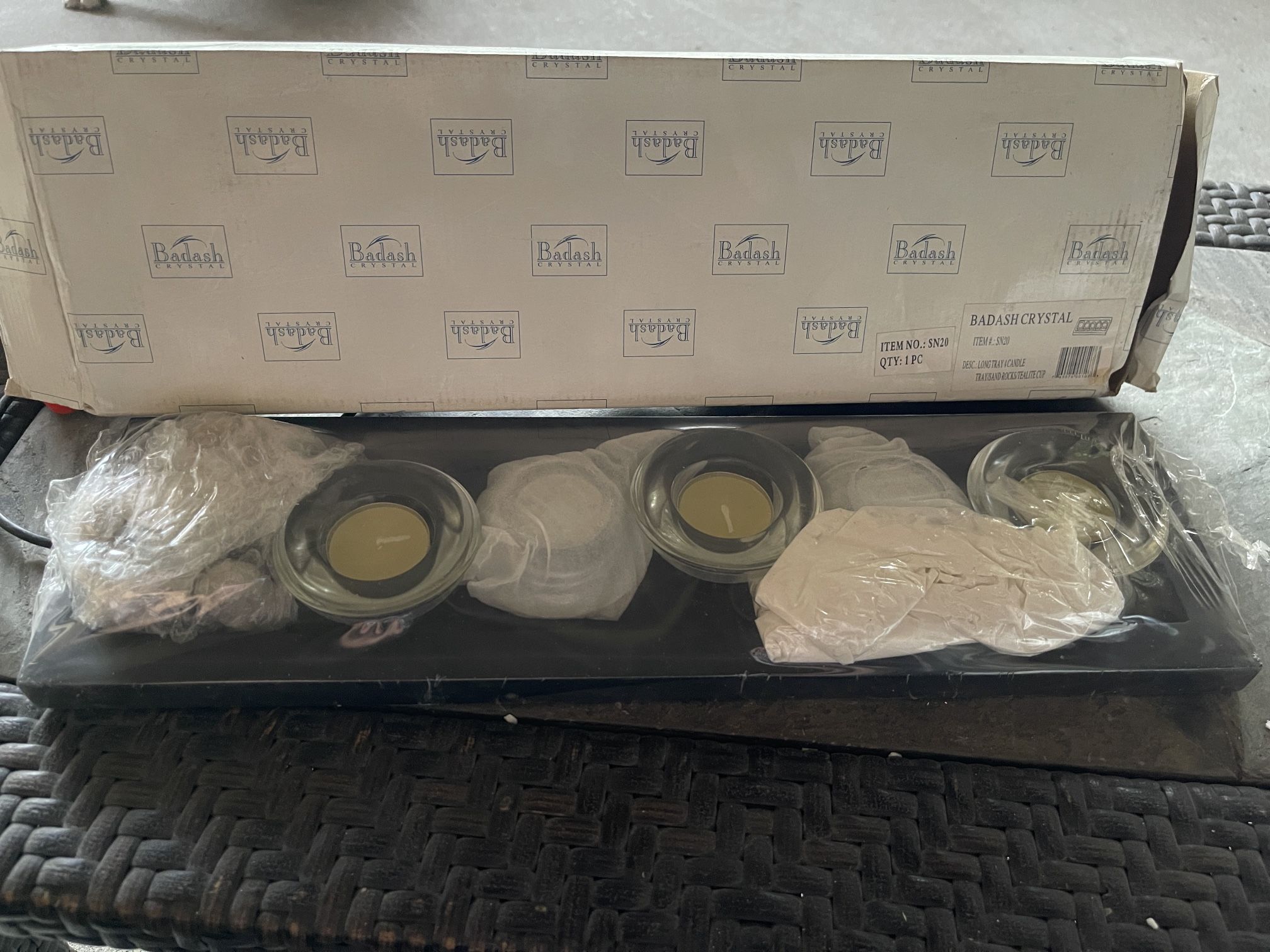 New Badash Crystal Long Tray 4 Candle Tealite Holder
