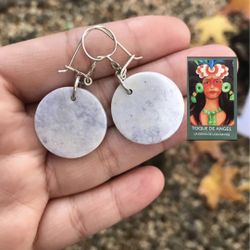 Original purple jadeite earrings from Guatemala, 925 silver