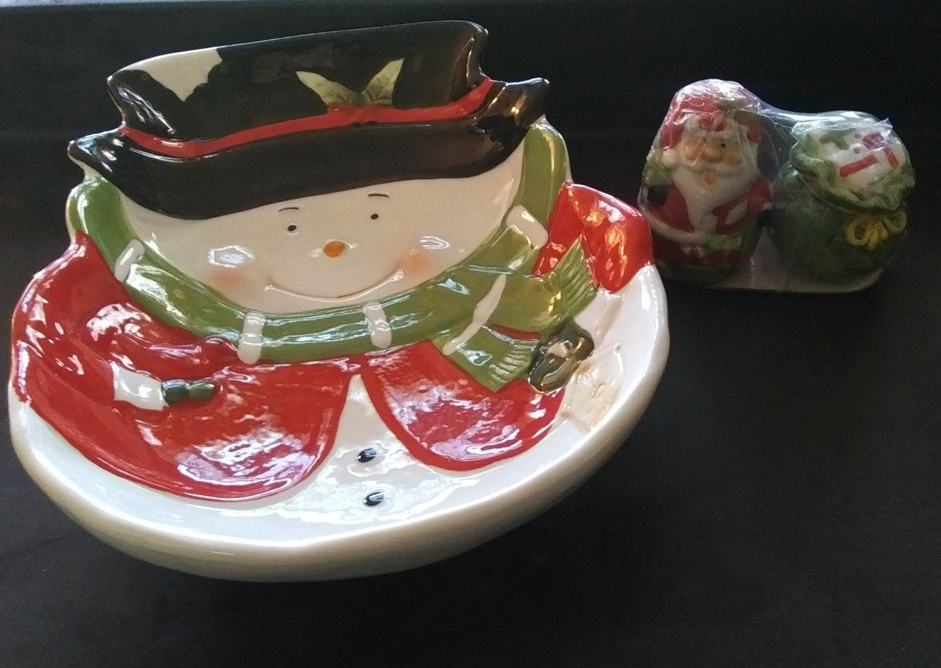 Snowman Candydish & Salt N Pepper Shakers