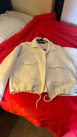Zara Basic White Quilted Zip Jacket