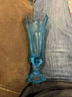 Vintage Coin Stamped Blue Glass