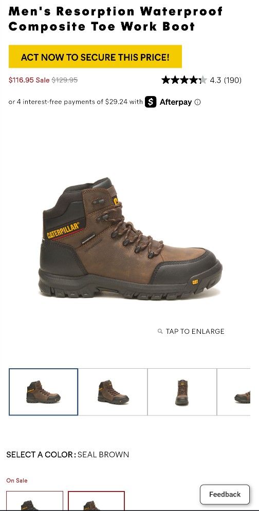 Men's Resorption Waterproof Composite Toe Work Boot