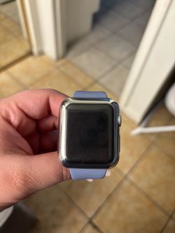Apple Watch with Light Blue Sport Band