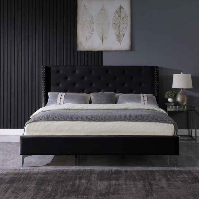 Queen size Velvet Bed Frame Upholstered Platform Bed