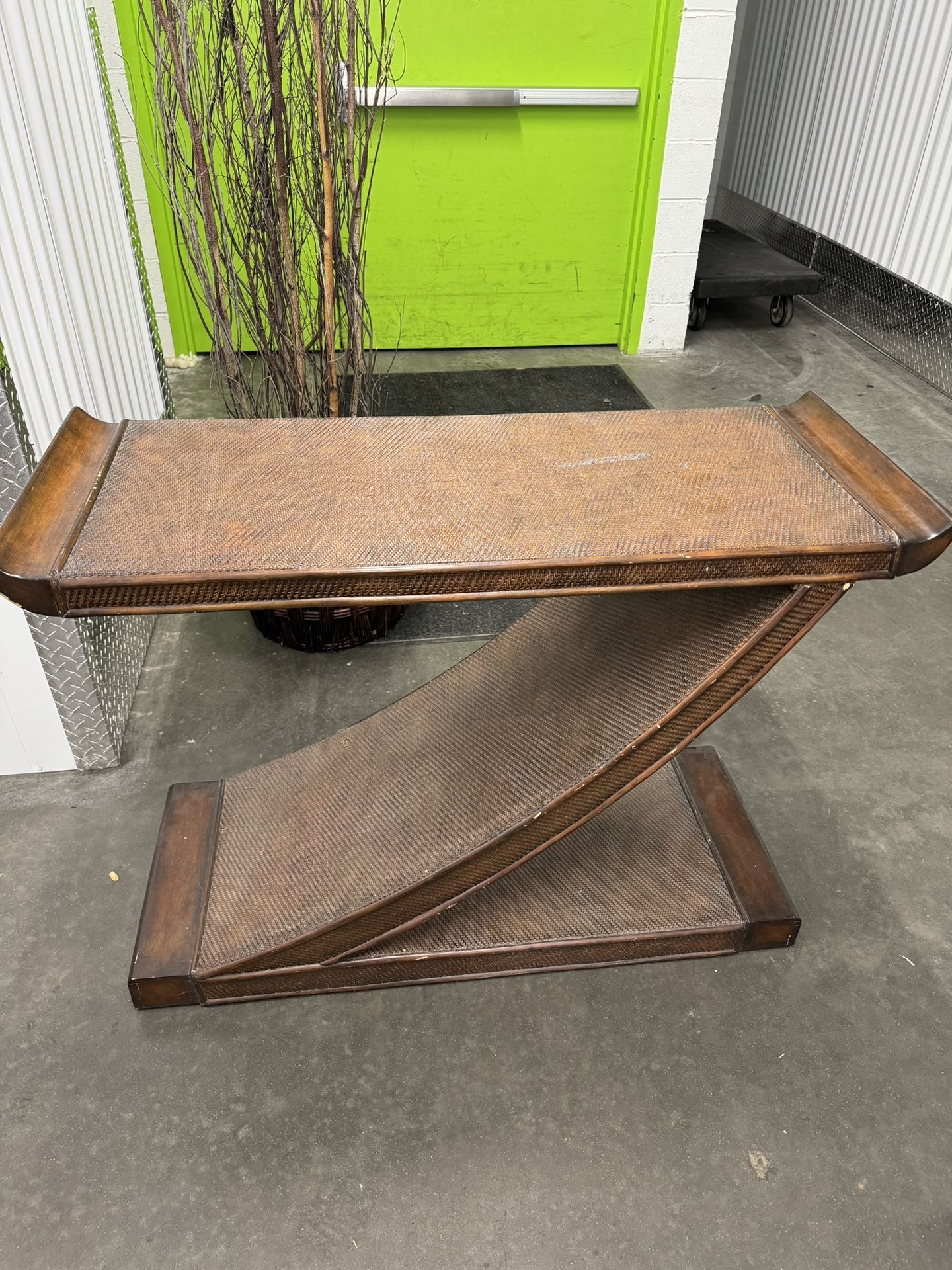 For Sale: Stylish Wooden Console Table with Unique Curved Design