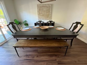 Bassett Solid Wood Provence Dining Set + Buffet + Storage Bins (Complete Dining Room Setup)