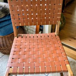 Set Of 6 Matching Woven Leather Dining Chairs
