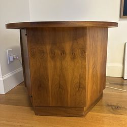 Mid-Century Modern Lane Hexagon Storage Table – 1960s Solid Wood Side, Coffee, or Nightstand