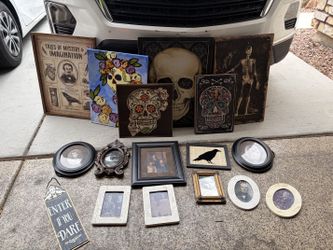 Gothic Halloween Wall Decor and Vintage Style Frames Bundle