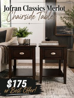 Jofran Classics Merlot Chairside Tables – Set of 2